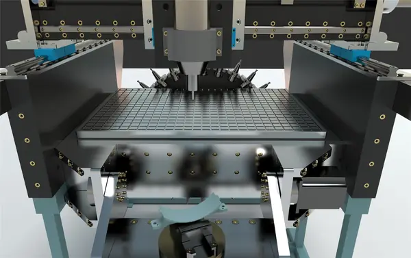 Spindle, table and tool magazine