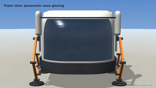 Front view: panoramic nose glazing