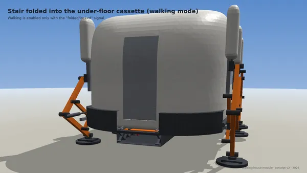 Ladder stowed in the cassette under the floor (walking mode)